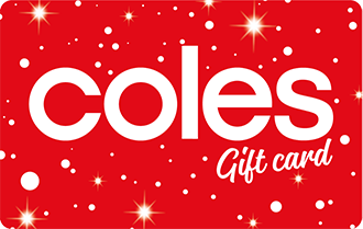 Red card with white stars and Coles logo